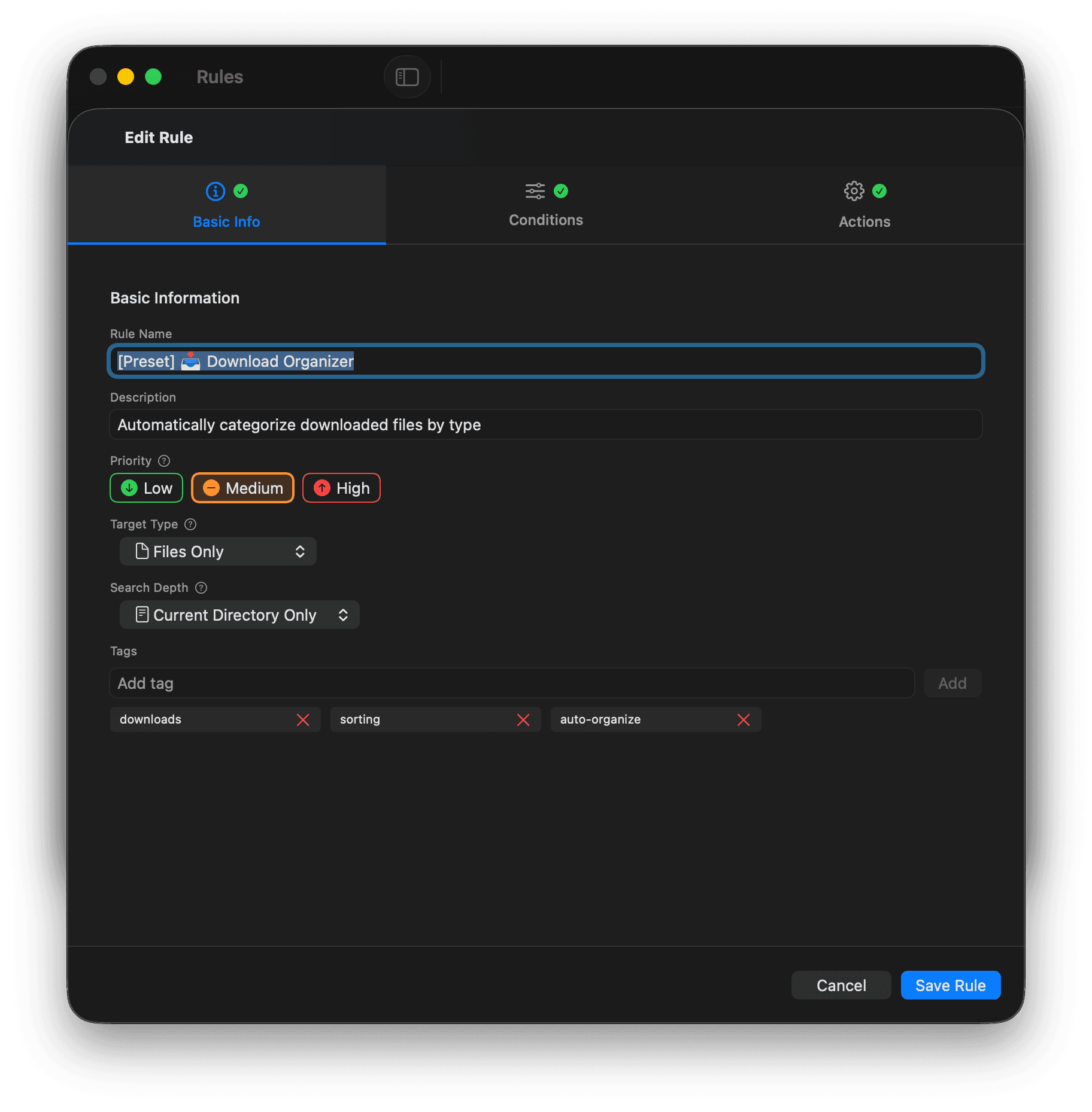 DeskButler Rule Basic Info